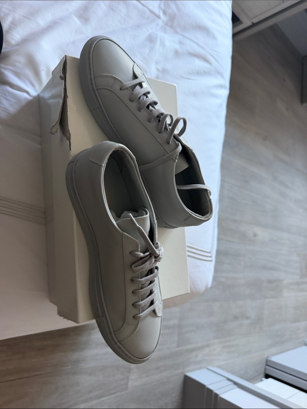 Common Projects Light Gray Leather Low-Top Sneakers